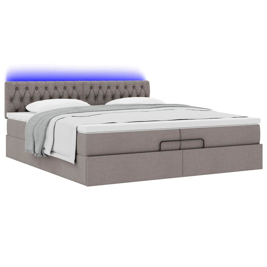 vidaXL Οθωμανικό κρεβάτι με στρώματα & LEDs Taupe 200x200cm ύφασμα