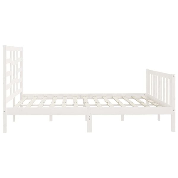 vidaXL Πλαίσιο Κρεβατιού Λευκό 180 x 200 εκ. Μασίφ Ξύλο Super King