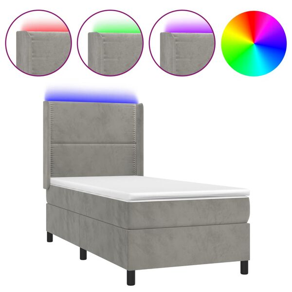 vidaXL &Kappa;&rho;&epsilon;&beta;ά&tau;&iota; Boxspring &mu;&epsilon; &Sigma;&tau;&rho;ώ&mu;&alpha; & LED &Alpha;&nu;.&Gamma;&kappa;&rho;&iota; 90x200 &epsilon;&kappa;. &Beta;&epsilon;&lambda;&omicron;ύ&delta;&iota;&nu;&omicron;