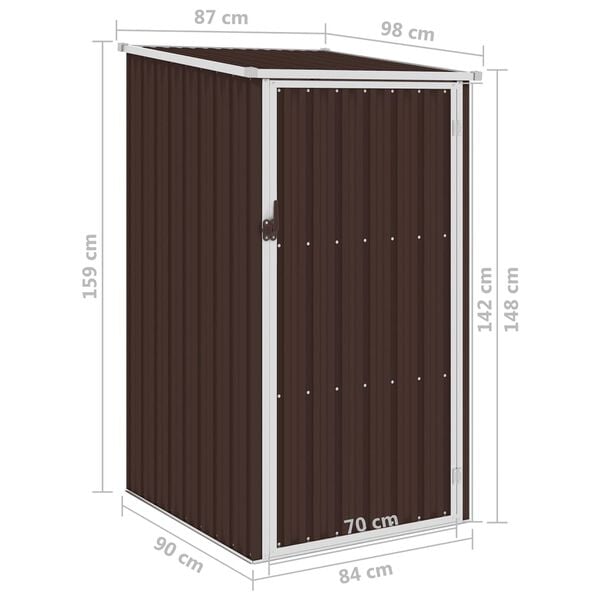 vidaXL Αποθήκη Κήπου Καφέ 87 x 98 x 159 εκ. από Γαλβανισμένο Ατσάλι