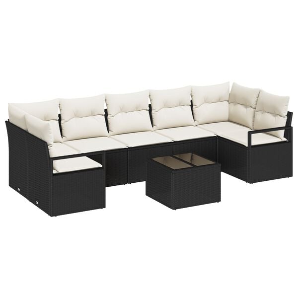 vidaXL Σετ Καναπέ Κήπου 8 pcs Μαύρο και Κρέμα 55 x 55 x 37 εκ