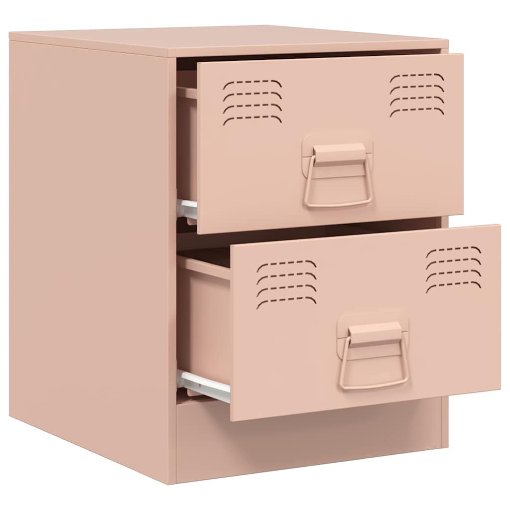 vidaXL Κομοδίνο Ροζ 34,5 x 39 x 44 εκ. από Χάλυβα