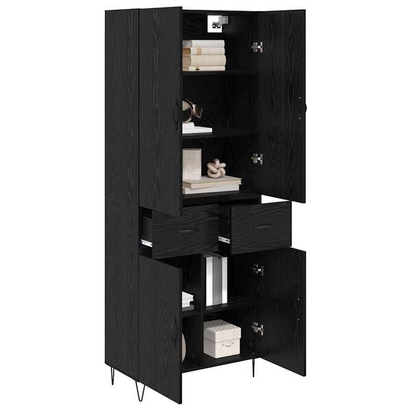 vidaXL Highboard &mu;&epsilon; &sigma;&upsilon;&rho;&tau;ά&rho;&iota; 2 pcs &Mu;&alpha;ύ&rho;&eta; &Omicron;&xi;&upsilon;ά &Mu;&eta;&chi;&alpha;&nu;&iota;&kappa;ή &xi;&upsilon;&lambda;&epsilon;ί&alpha; &kappa;&alpha;&iota; &gamma;&upsilon;&alpha;&lambda;ί