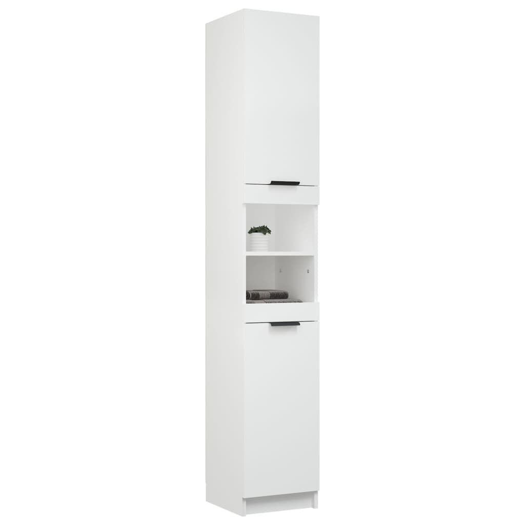 vidaXL Ντουλάπι Μπάνιου Λευκό 32 x 34 x 188,5 εκ. Επεξεργασμένο Ξύλο