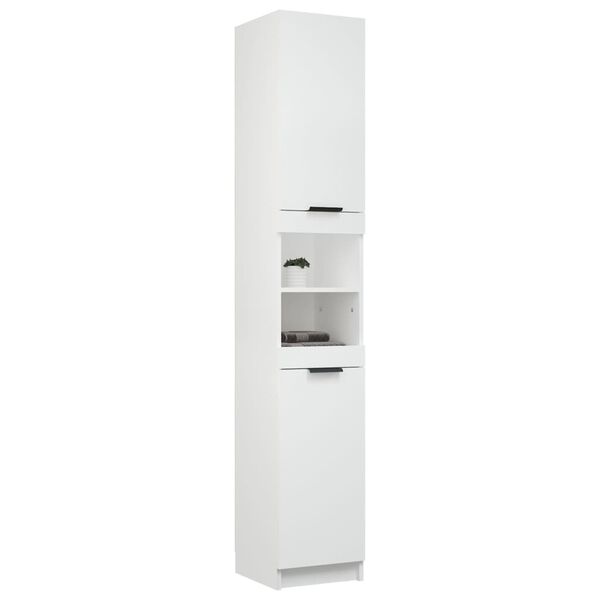 vidaXL Ντουλάπι Μπάνιου Λευκό 32 x 34 x 188,5 εκ. Επεξεργασμένο Ξύλο