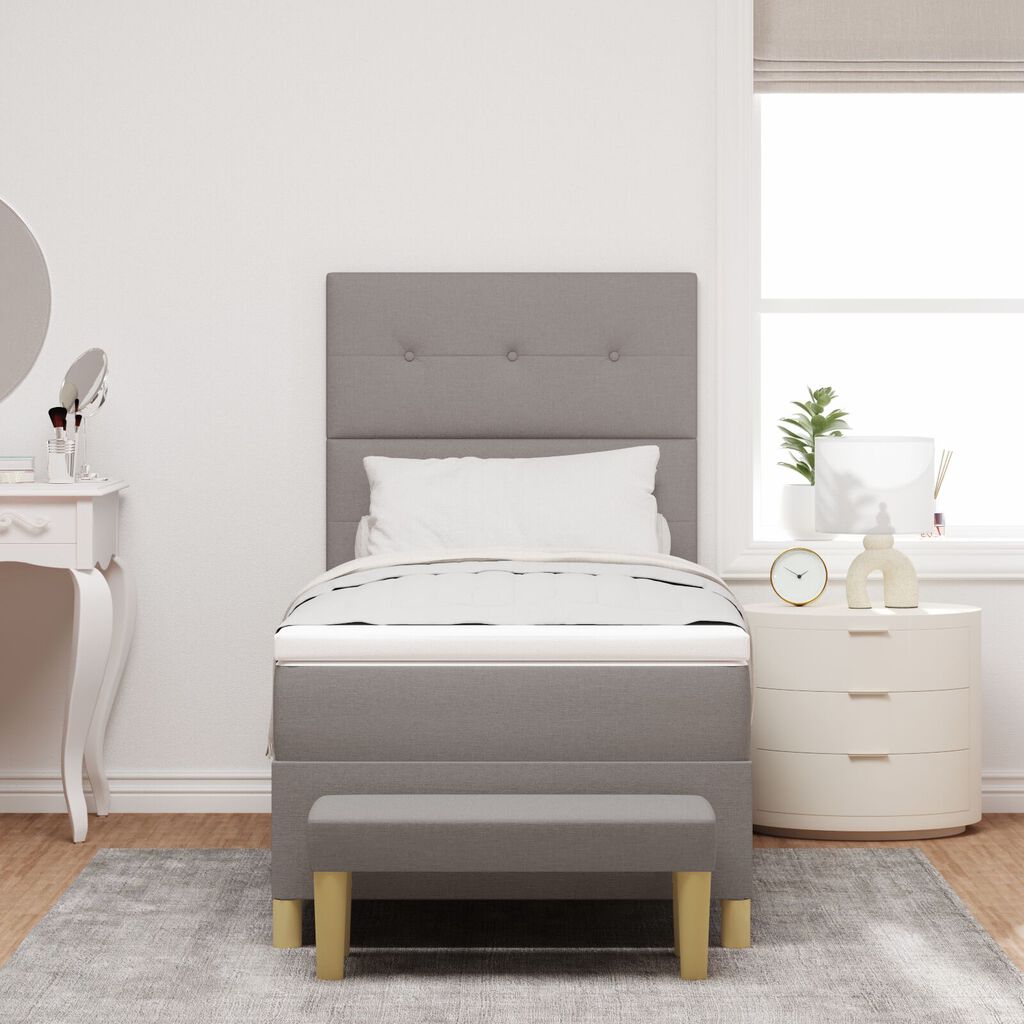 κρεβάτι Box Spring με στρώμα και πάγκο vidaXL Ταπέτο 90x190 εκ. Υφάσματος