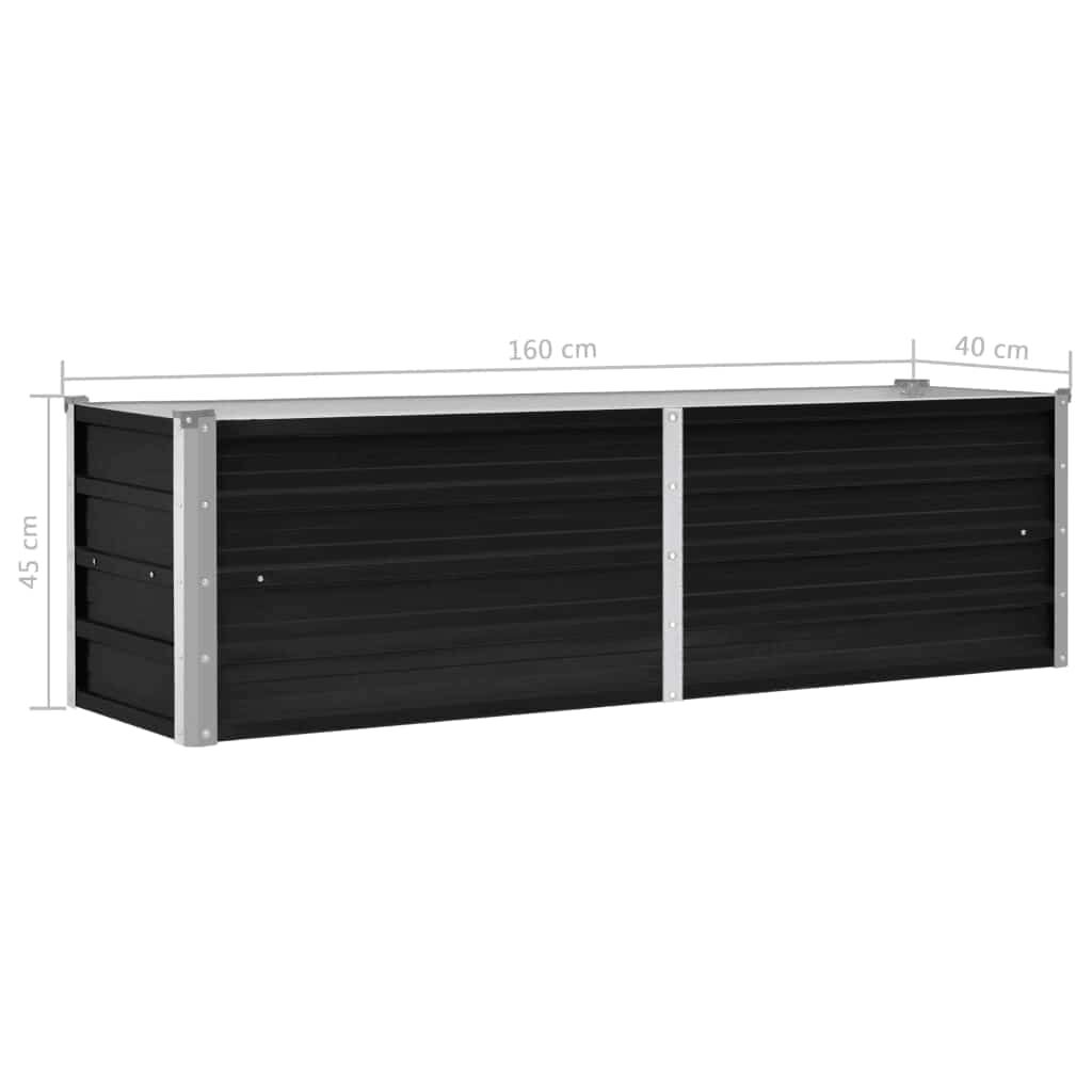 vidaXL Ζαρντινιέρα Υπερυψωμένη Ανθρακί 160x40x45 εκ. Γαλβαν. Χάλυβας