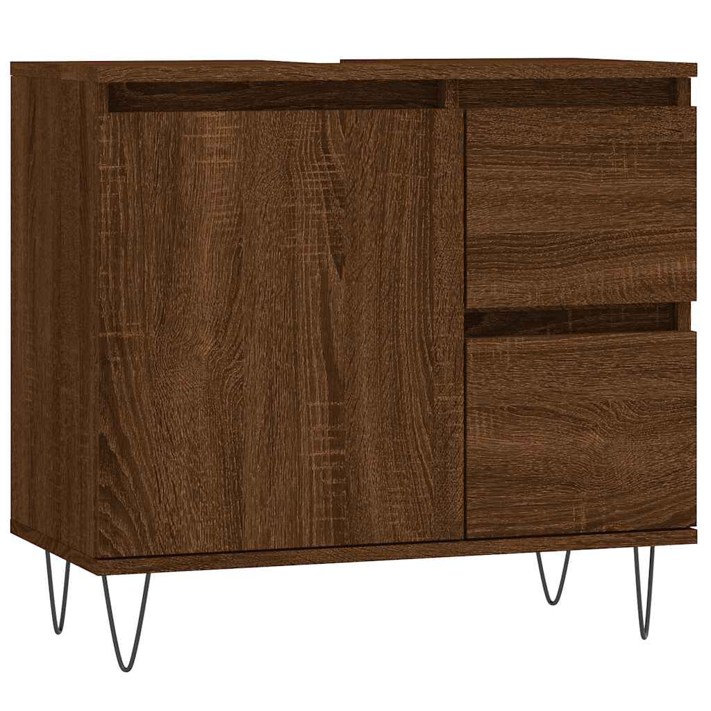 vidaXL Ντουλάπι Μπάνιου Καφέ Δρυς 65x33x60 εκ. Επεξεργασμένο Ξύλο