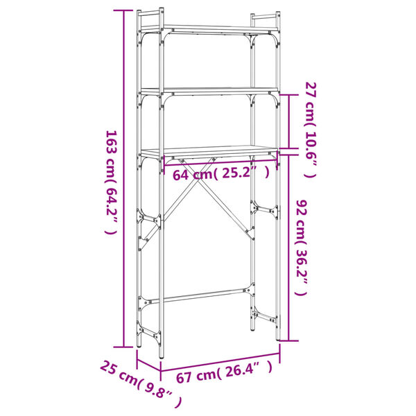 vidaXL Ραφιέρα Πλυντηρίου Καπνιστή Δρυς 67x25x163 εκ. Επεξεργ. Ξύλο
