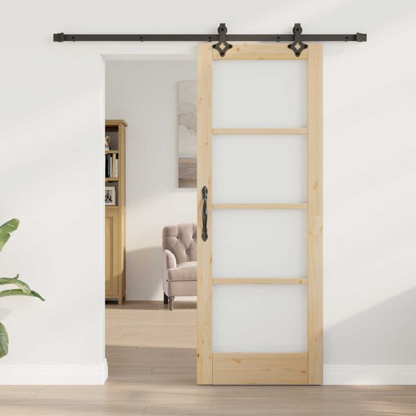 vidaXL Συρόμενη Πόρτα ORKDAL Καφέ 73.5 x 198.5 εκ. Ξύλο και μέταλλο
