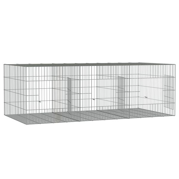 vidaXL Κλουβί Κουνελιών 3 Πάνελ 163x79x54 εκ. από Γαλβανισμένο Σίδερο