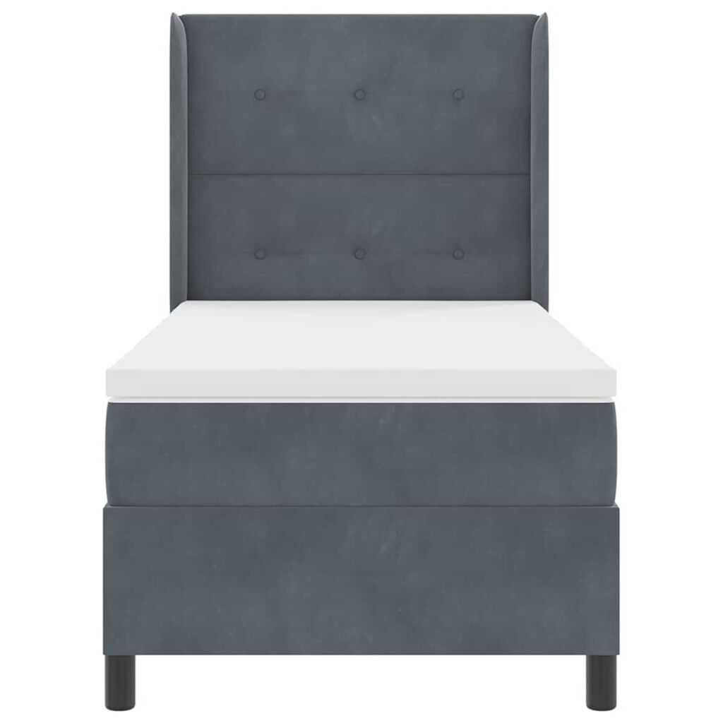 vidaXL Κρεβάτι Box Spring LED με Στρώμα Σκούρο γκρι 90 x 200 cm