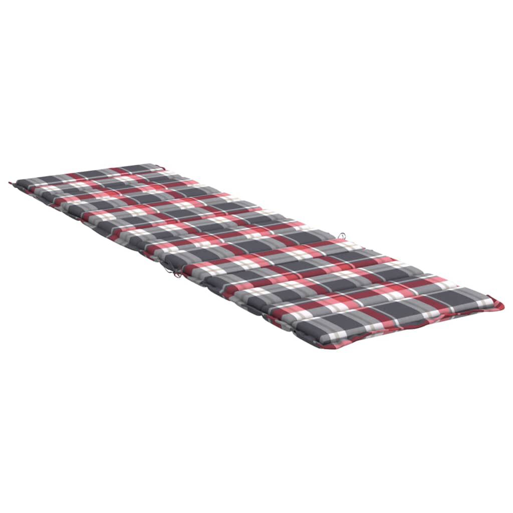 vidaXL Μαξιλάρι Ξαπλώστρας Κόκκινο Καρό 200x60x3 εκ. από Ύφασμα Oxford