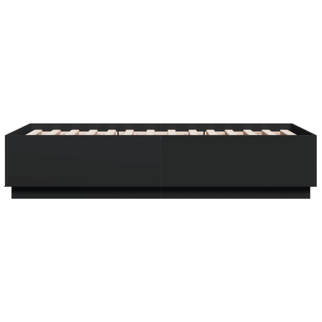 vidaXL Πλαίσιο Κρεβατιού με LED Μαύρο 90x190 εκ. Επεξ. Ξύλο
