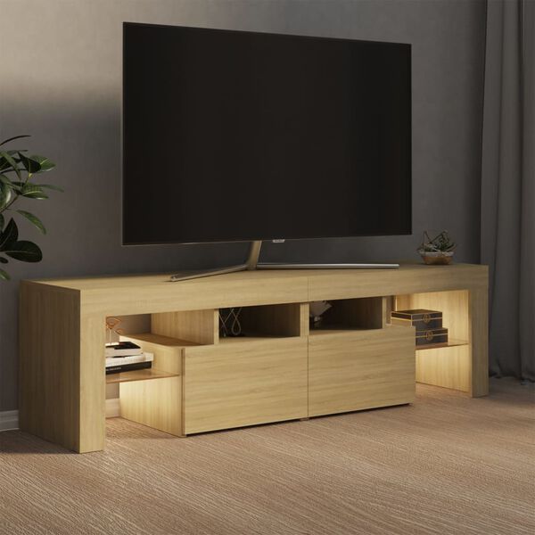 vidaXL Έπιπλο Τηλεόρασης με LED Sonoma Δρυς 140 x 36,5 x 40 εκ.