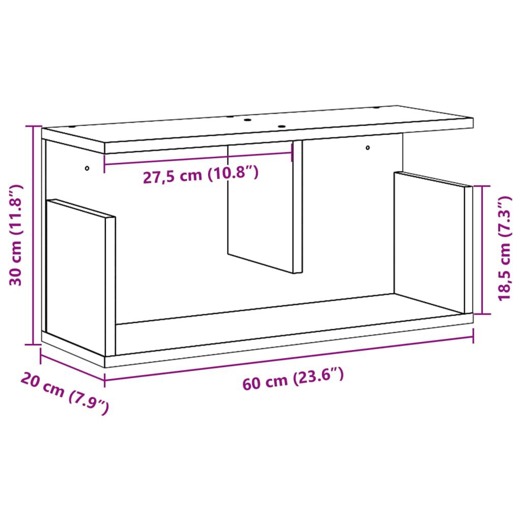 vidaXL Ντουλάπι Τοίχου Καφέ Δρυς 60x20x30 εκ. από Επεξεργασμένο Ξύλο