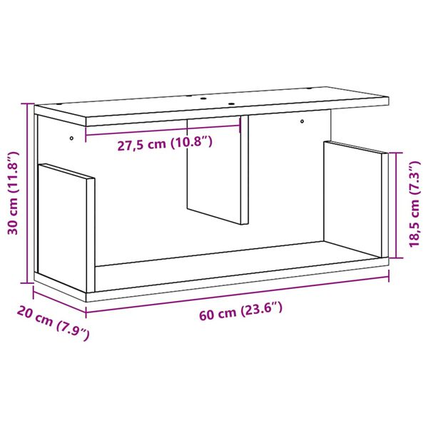 vidaXL Ντουλάπι Τοίχου Καφέ Δρυς 60x20x30 εκ. από Επεξεργασμένο Ξύλο