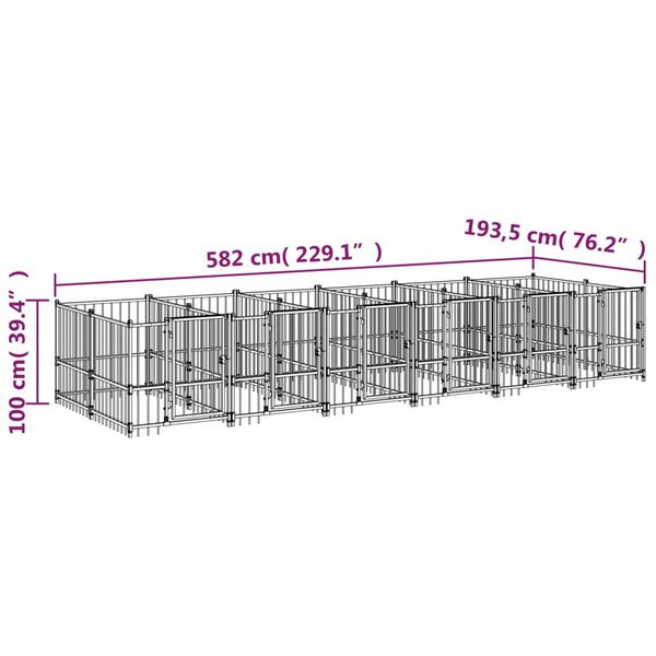 vidaXL Κλουβί Σκύλου Εξωτερικού Χώρου 11,27 μ² από Ατσάλι