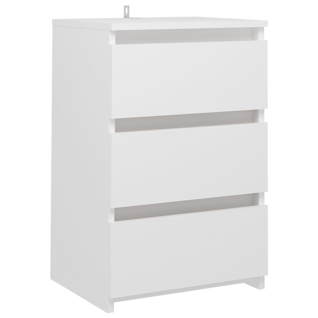 vidaXL Κομοδίνο Λευκό 40 x 35 x 62,5 εκ. από Επεξ. Ξύλο