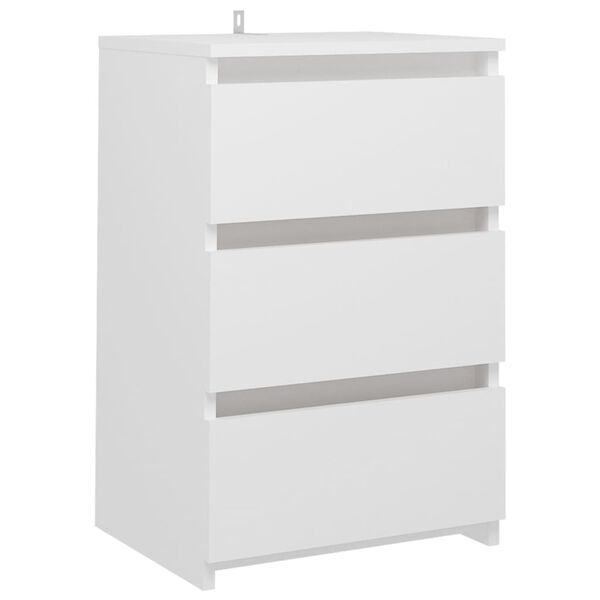 vidaXL Κομοδίνο Λευκό 40 x 35 x 62,5 εκ. από Επεξ. Ξύλο