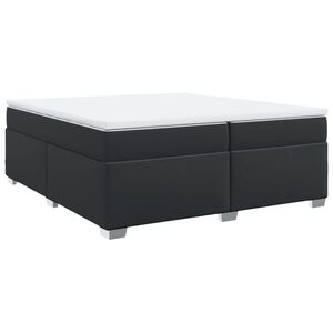 vidaXL Κρεβάτι Boxspring με Στρώμα Μαύρο 200x200 εκ. Συνθετικό Δέρμα