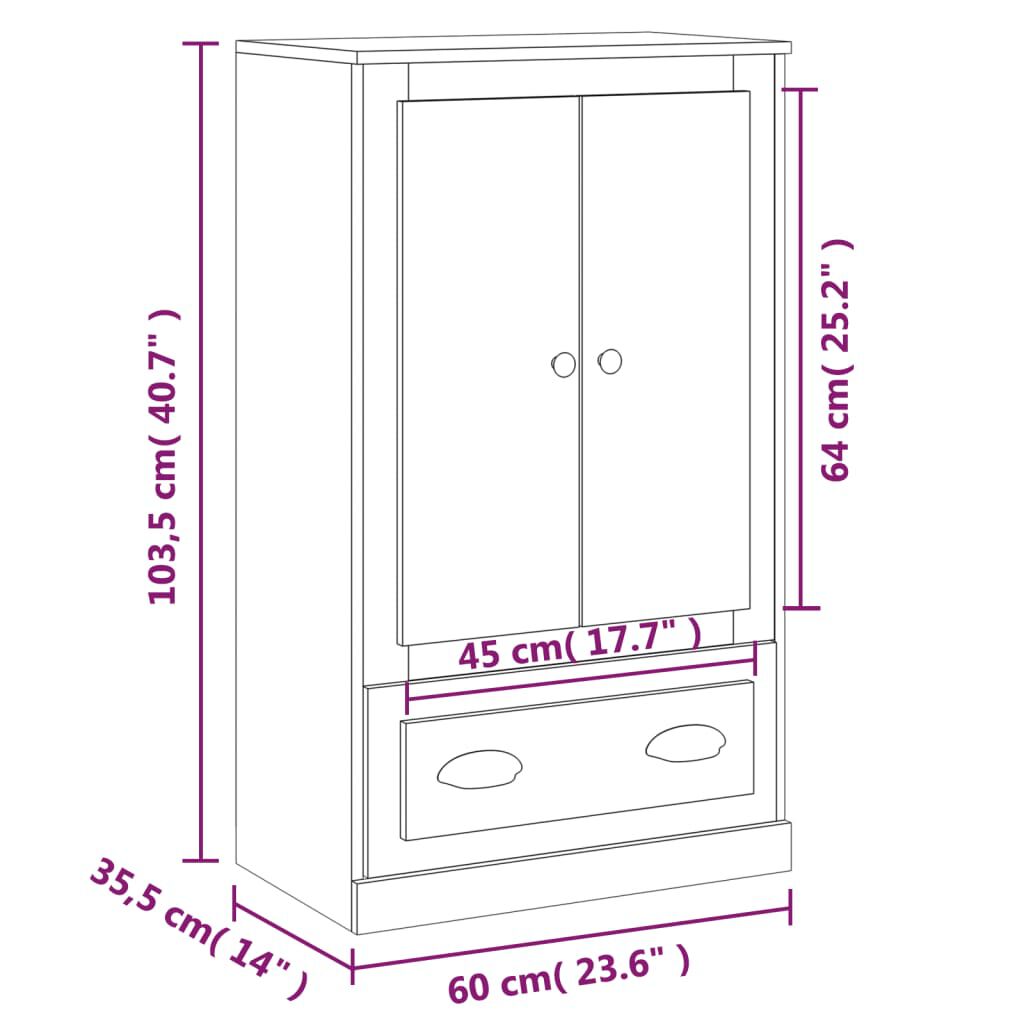 vidaXL Ντουλάπι Μαύρο 60 x 35,5 x 103,5 εκ. από Επεξεργασμένο Ξύλο