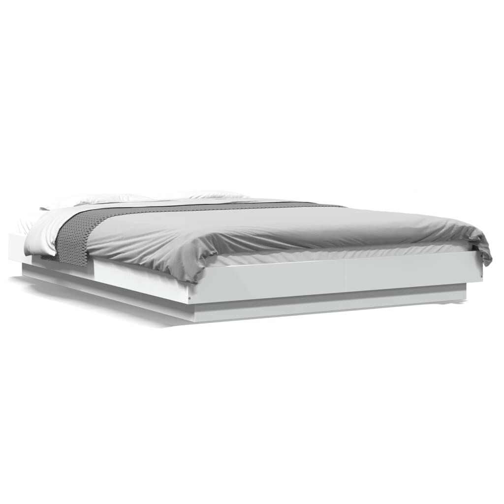 vidaXL Πλαίσιο Κρεβατιού με Φώτα LED Λευκό 120x200 εκ.Επεξ. Ξύλο