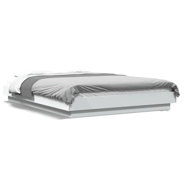 vidaXL Πλαίσιο Κρεβατιού με Φώτα LED Λευκό 120x200 εκ.Επεξ. Ξύλο