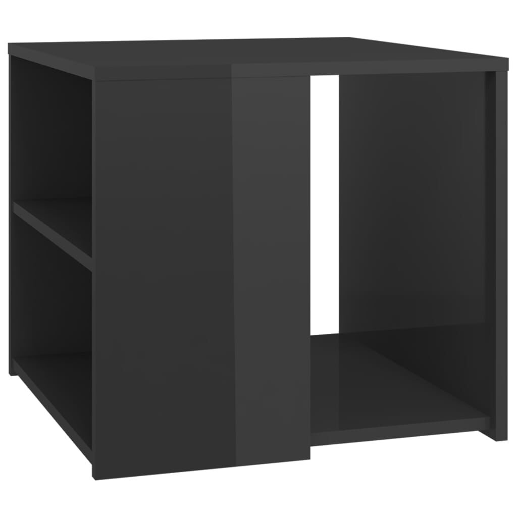 vidaXL Τραπέζι Βοηθητικό Γυαλιστερό Γκρι 50 x 50 x 45 εκ. Επεξ. Ξύλο