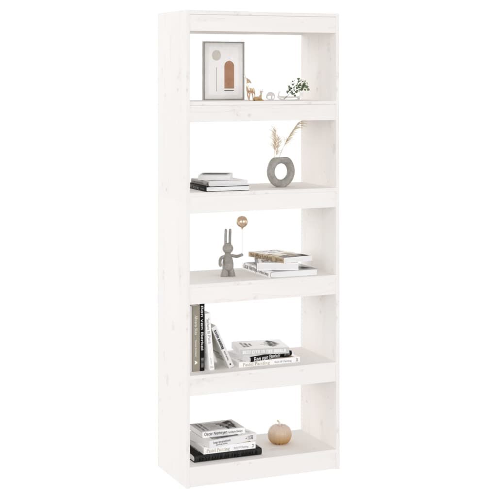 vidaXL Βιβλιοθήκη/Διαχωριστικό Χώρου Λευκή 60x30x167,5 εκ. Μασίφ Πεύκο
