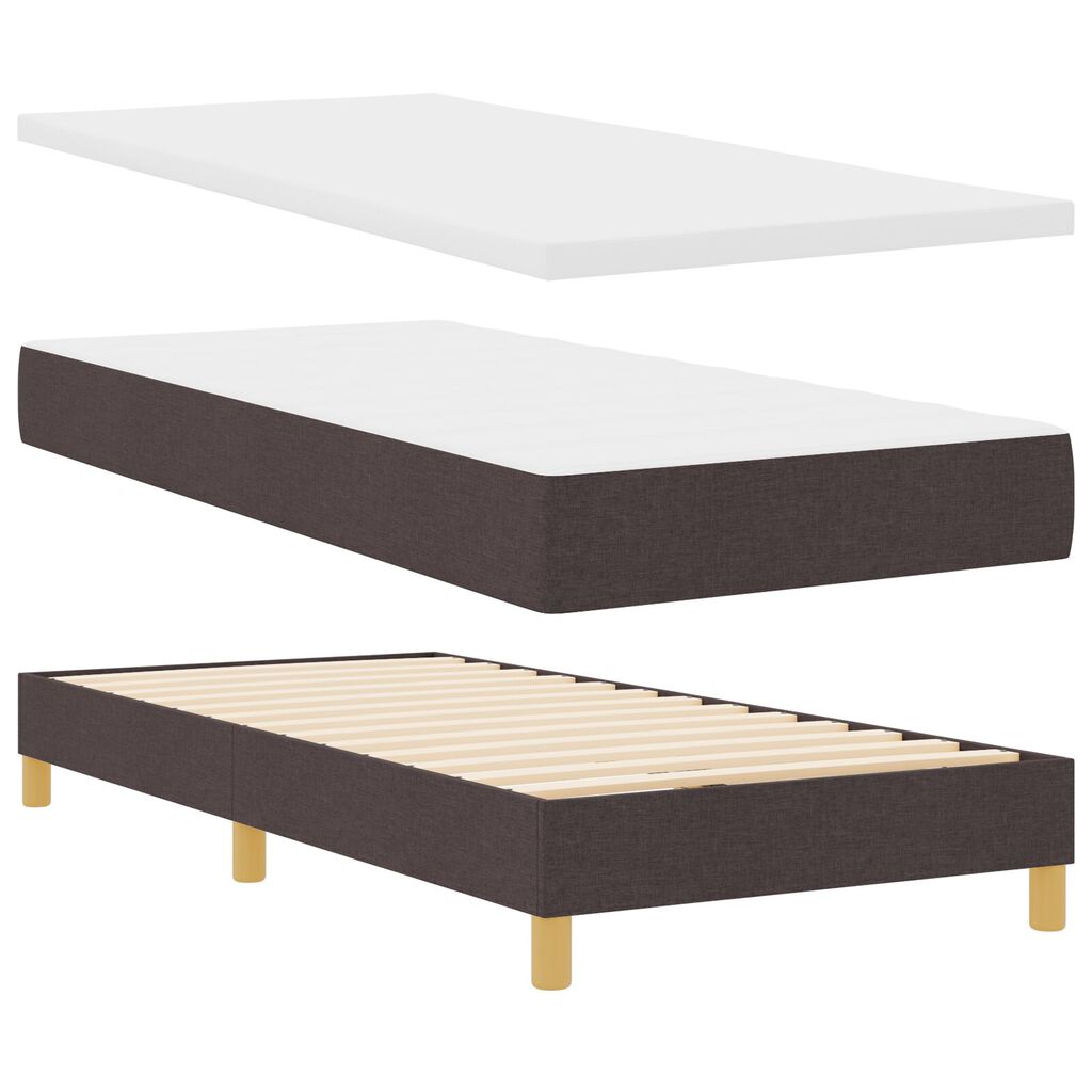 vidaXL Κρεβάτι Box Spring με Στρώμα Σκούρο Καφέ 80x200 εκ. Ύφασμα