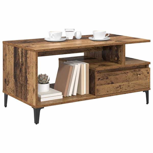 vidaXL Τραπεζάκι σαλονιού with Drawer Παλαιό ξύλο 90 x 49 x 45 εκ