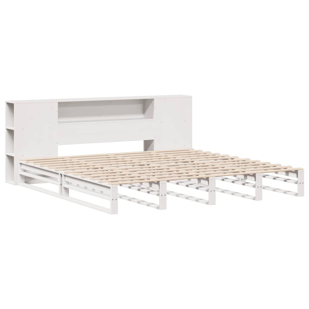 vidaXL Κρεβάτι Βιβλιοθήκη Χωρίς Στρώμα Λευκό 180x200 εκ Μασίφ Ξύλο