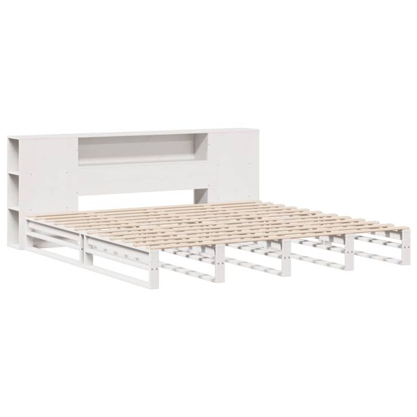 vidaXL Κρεβάτι Βιβλιοθήκη Χωρίς Στρώμα Λευκό 180x200 εκ Μασίφ Ξύλο