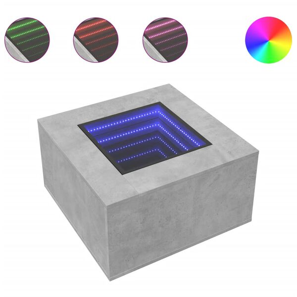 vidaXL Τραπεζάκι Σαλονιού με LED Γκρι 60x60x40 εκ. Επεξεργασμένο Ξύλο