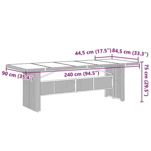 vidaXL Σετ Επίπλων Μπιστρό Κήπου 11 τεμ. Καφέ Συνθ. Ρατάν με Μαξιλάρια