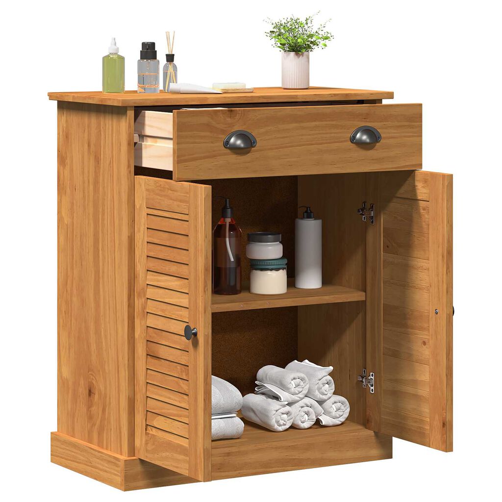 vidaXL Ντουλάπι Μπάνιου καφέ μελί 68 x 34 x 80 εκ Μασίφ ξύλο πεύκου
