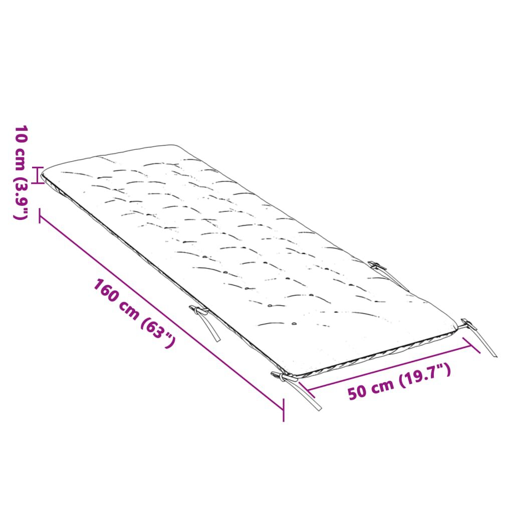 vidaXL Μαξιλάρι Ξαπλώστρας Γκρι 160x50x10 εκ. Συνθετικό Καστόρι