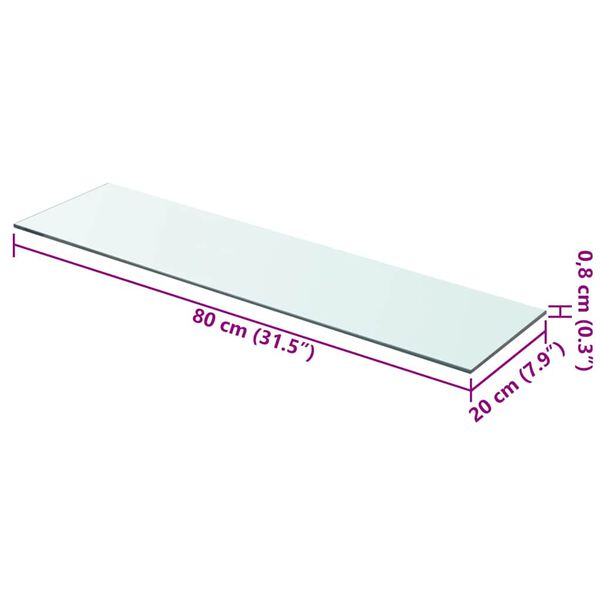 vidaXL Ράφι Πάνελ Διάφανο 80 x 20 εκ. Γυάλινο