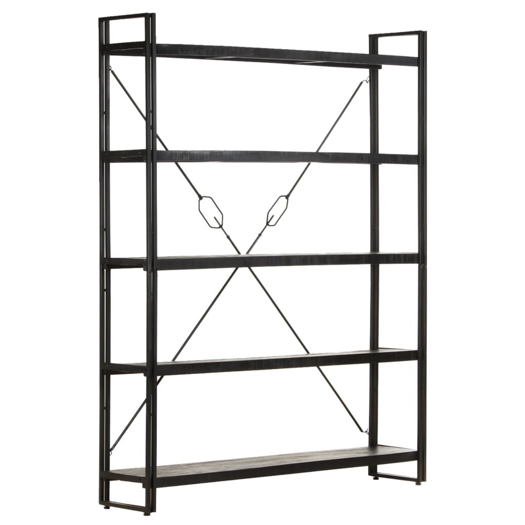 vidaXL Βιβλιοθήκη με 5 Επίπεδα Μαύρη 140x30x180 εκ. Μασίφ Ξύλο Μάνγκο