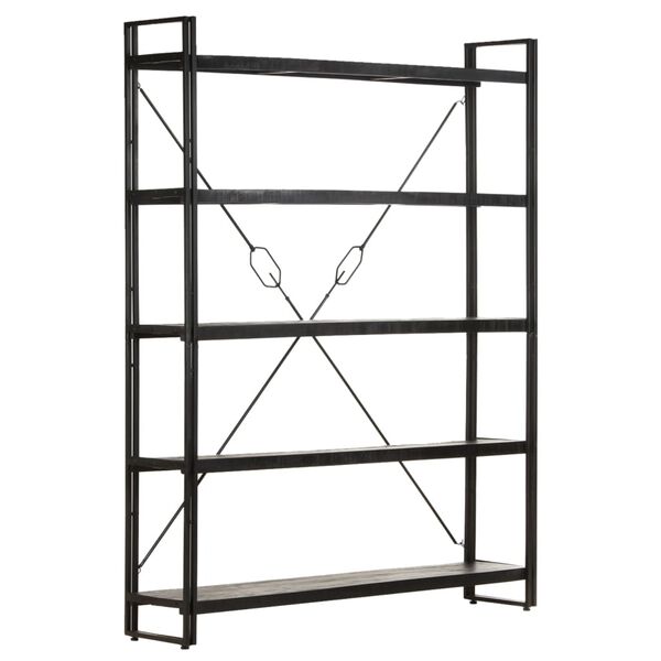 vidaXL Βιβλιοθήκη με 5 Επίπεδα Μαύρη 140x30x180 εκ. Μασίφ Ξύλο Μάνγκο