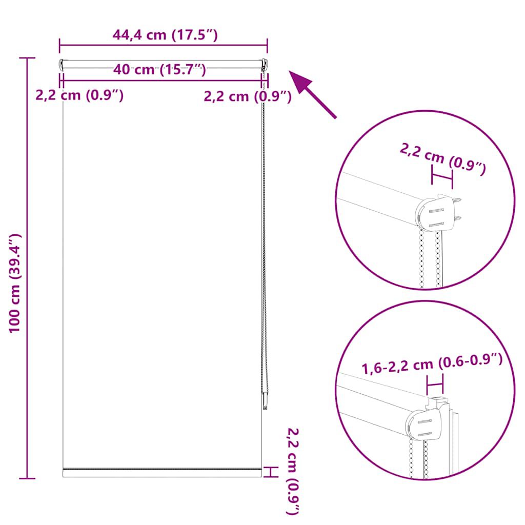 Ρόλερ Σκίασης Blackout Λευκό 40 x 100 cm