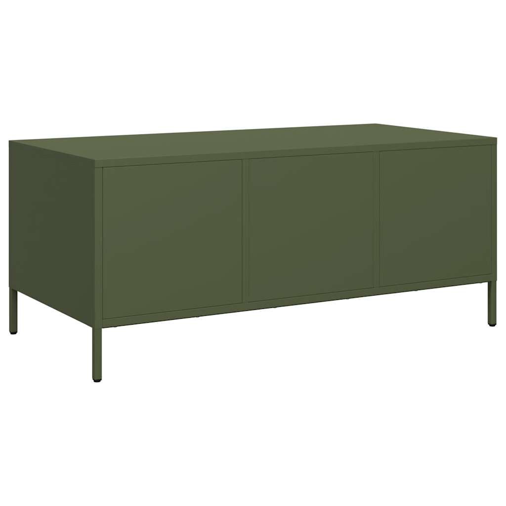 vidaXL Τραπεζάκι Σαλονιού Λαδί 101,5x50x43,5 εκ. Χάλυβα Ψυχρής Έλασης