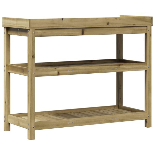 vidaXL Τραπέζι Κηπουρικής με Ράφια 108x45x86,5 εκ. Εμποτ. Ξύλο Πεύκου