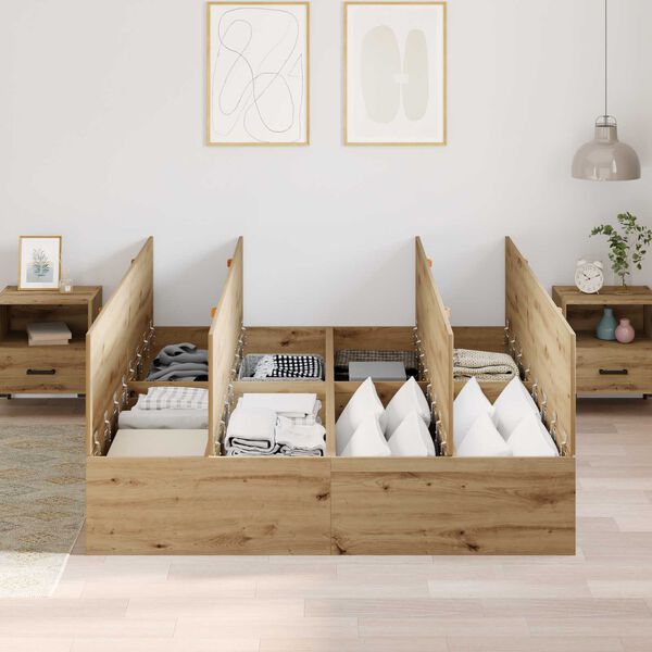 vidaXL Κρεβάτι αποθήκευσης Artisan Oak 150x200 εκ
