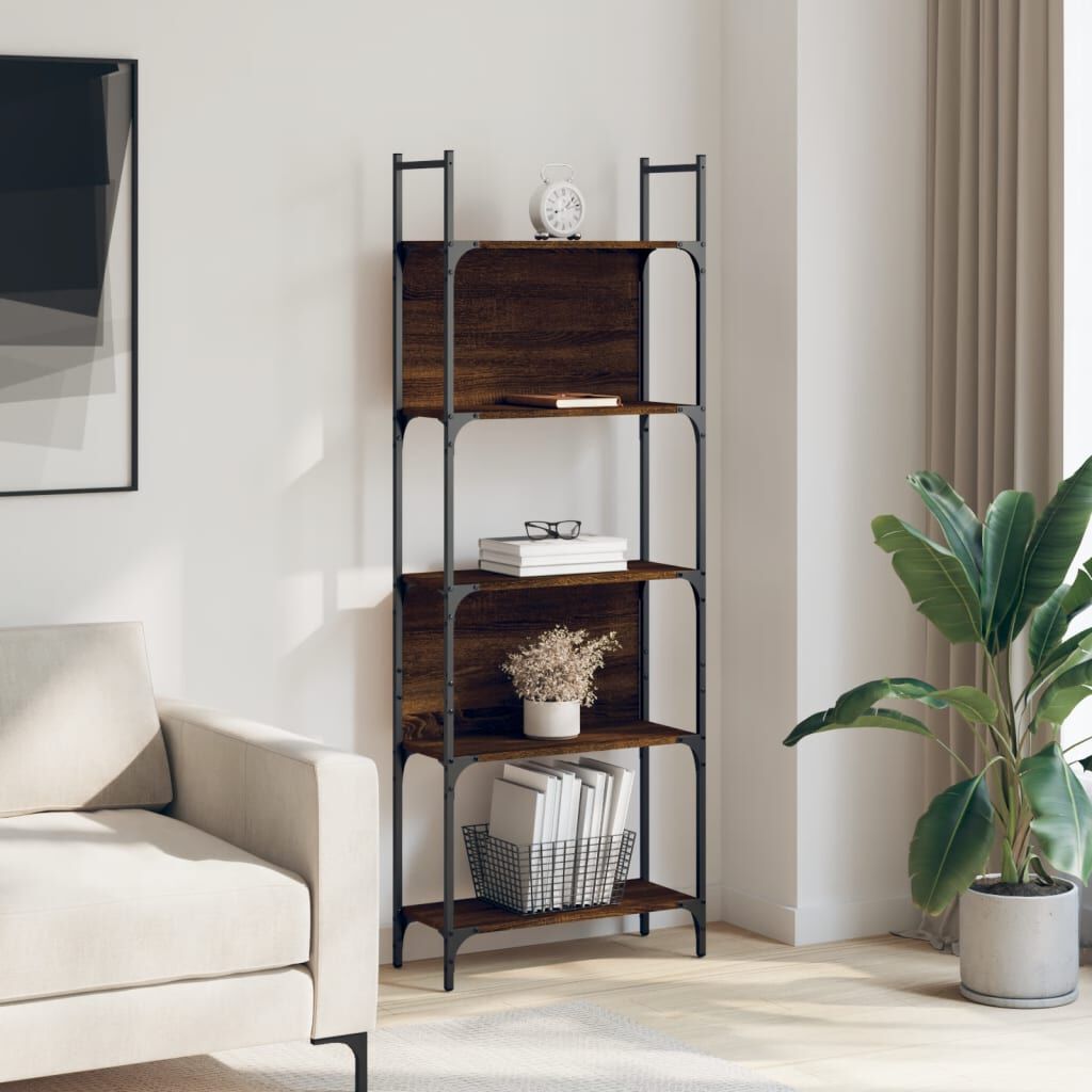 vidaXL Βιβλιοθήκη Καφέ Δρυς 155,5x24x166,5 εκ. Επεξεργασμένο Ξύλο
