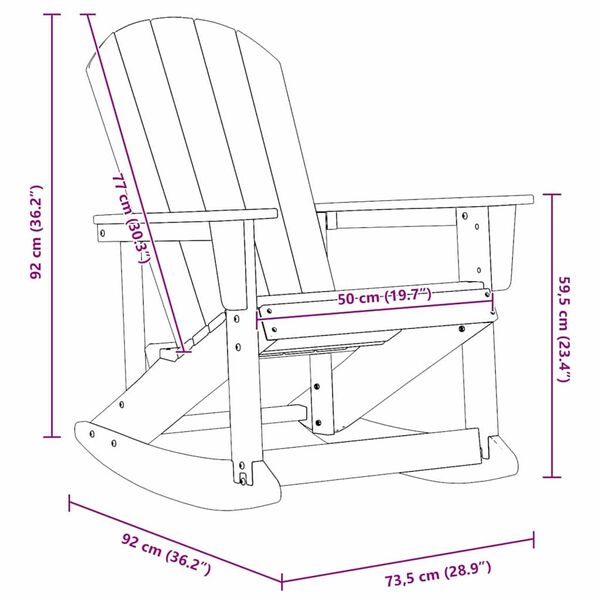 vidaXL Καρέκλες Ροκάντας Adirondack 2 pcs Μαύρο HDPE