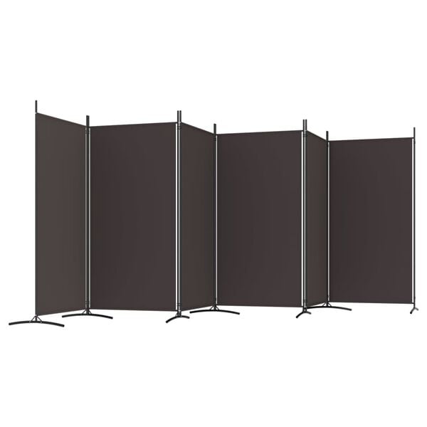vidaXL Διαχωριστικό Δωματίου με 6 Πάνελ Καφέ 520x180 εκ. από Ύφασμα