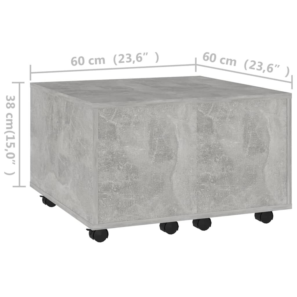 vidaXL Τραπεζάκι Σαλονιού Γκρι Σκυροδέματος 60x60x38 εκ. Επεξ. Ξύλο