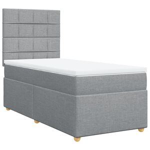 vidaXL Κρεβάτι Boxspring με Στρώμα Ανοιχτό Γκρι 100x200 εκ. Υφασμάτινο